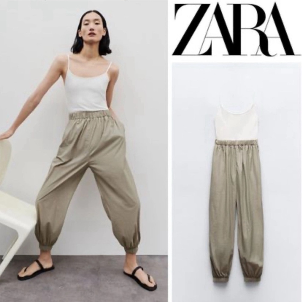 ZARA Combination Tank Moda Jogger Pant Jumpsuit‎ Grunge Revival Indie Sleaze Med - Picture 9 of 9